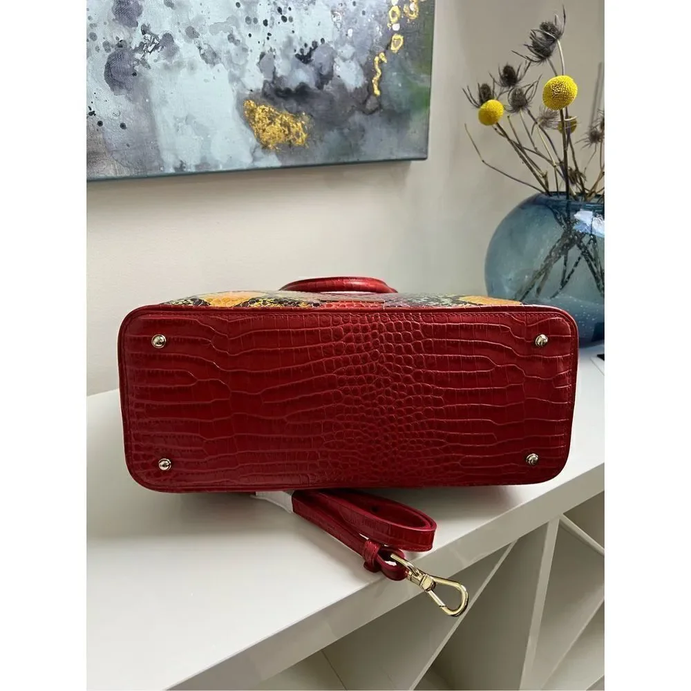 Brahmin NWT Red Dragon Snake Print Satchel Bag
